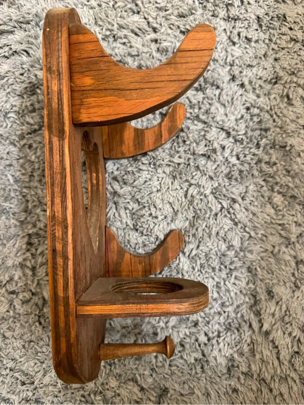Vintage Wooden heart goose hair dryer holder wall decor - Brown